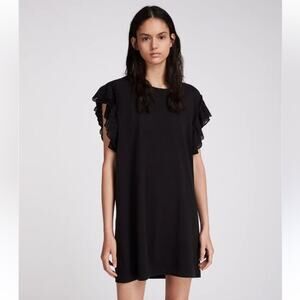 All Saints Senna Adelaide T-Shirt Dress Tiered Ruffled Eyelet Sleeves Size Small